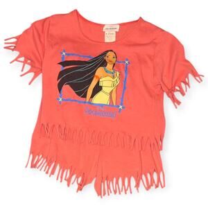 Vintage Disney Pocahontas Fringe Outfit Girls 6X 1990s Shorts Tee Set